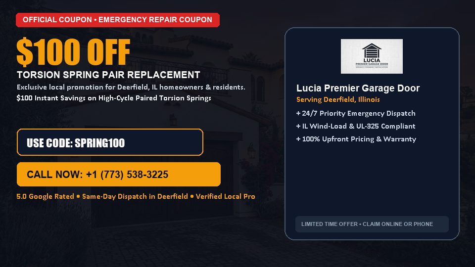 Lucia Premier Garage Door $100 OFF Dual Torsion Spring Replacement