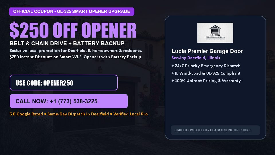 Lucia Premier Garage Door $250 OFF Premium LiftMaster Opener Installation