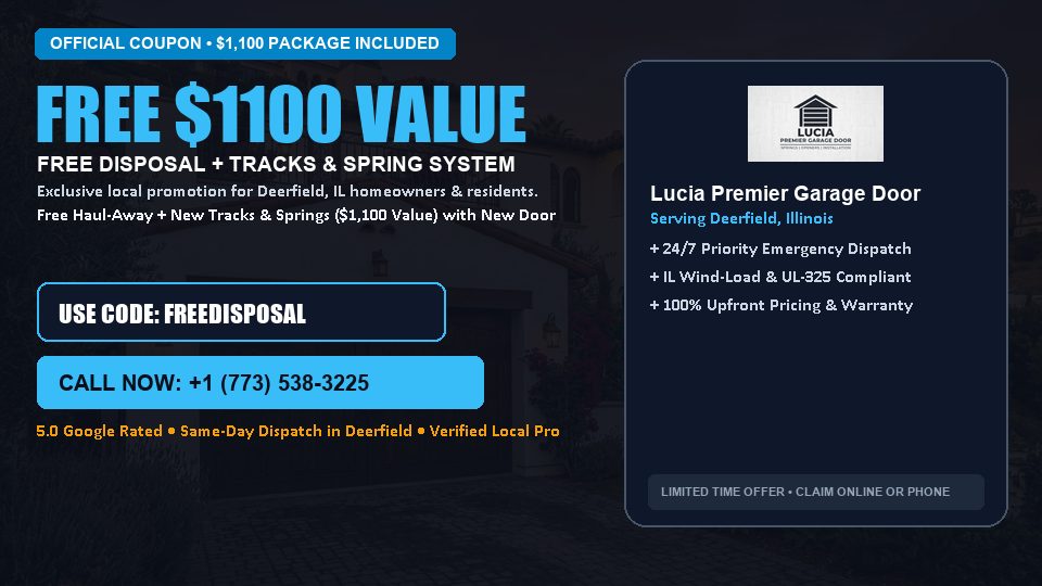 Lucia Premier Garage Door FREE Haul-Away & Heavy-Duty Tracks with New Door