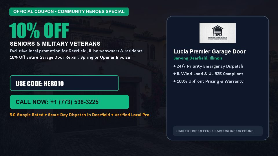 Lucia Premier Garage Door 10% OFF Seniors & Military Veterans in Deerfield, IL